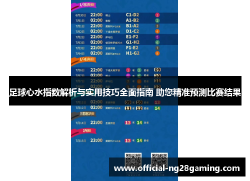 足球心水指数解析与实用技巧全面指南 助您精准预测比赛结果 足球心水指数解析与实用技巧全面指南 助您精准预测比赛结果